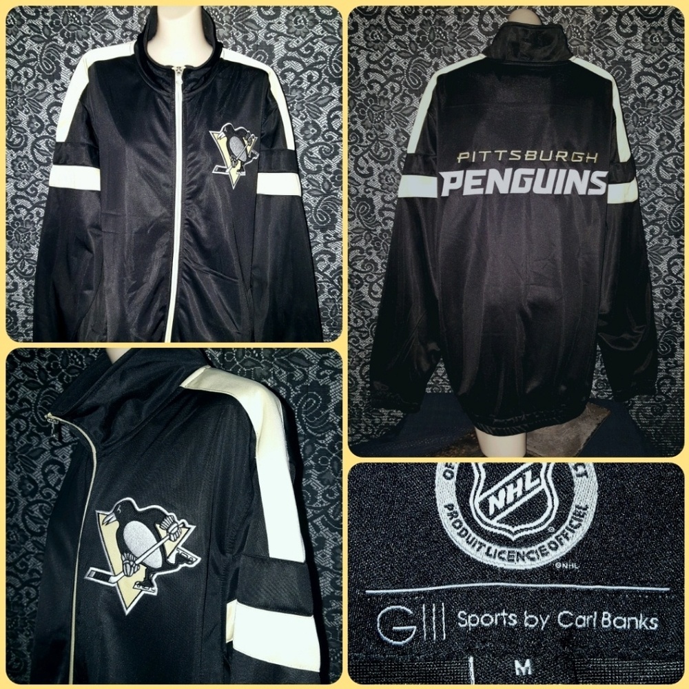 💀 PITTSBURGH PENGUINS HOCKEY NHL CARL BANKS COAT